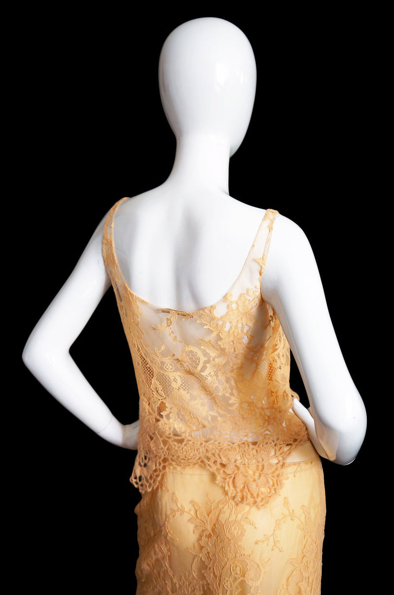 1990s Pale Peach Lace & Knit Valentino