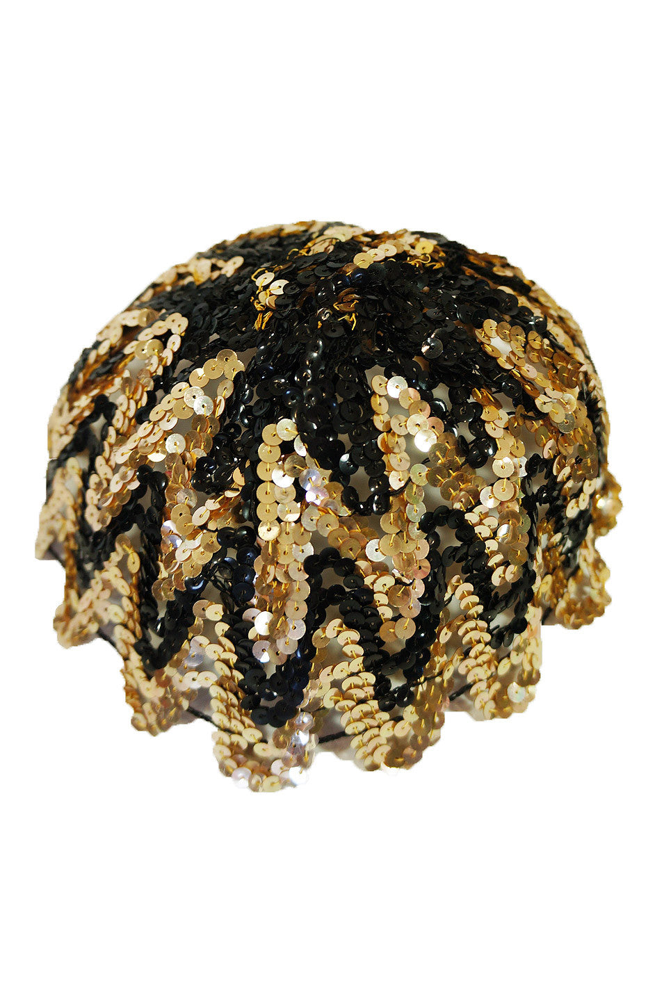 1920s Rare Gold Gelatin Sequin Cap Shrimpton Couture