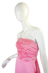 1970s Estevez Pink Jersey Strapless Dress