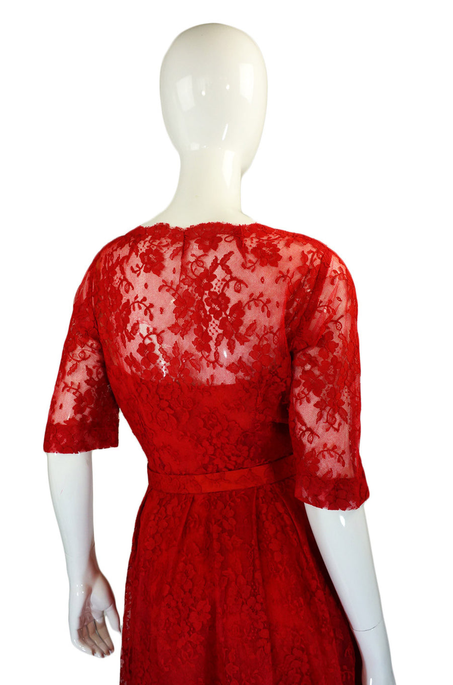 1950s Rare Red Lace Hardy Amies Dress Shrimpton Couture 1950s Rare Red Lace Hardy Amies Dress Shrimpton Couture