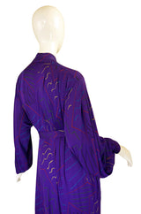 1970s Jean Muir Purple Print Dress