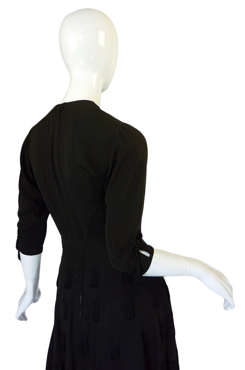 1940s Silk Tassle & Cord Swing Dress