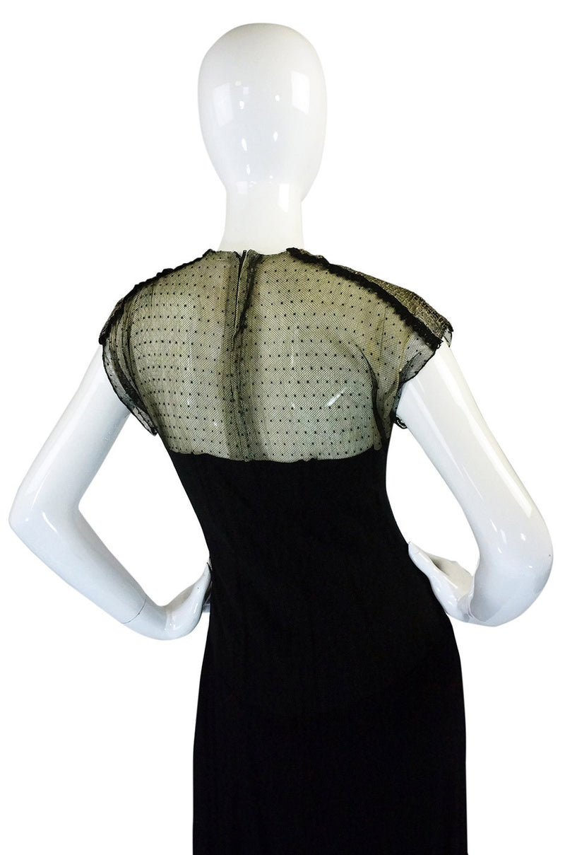 Rare 1940s Edith Small Silk & Lace Dress