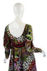 1960s Silk Floral Mollie Parnis Maxi Dress