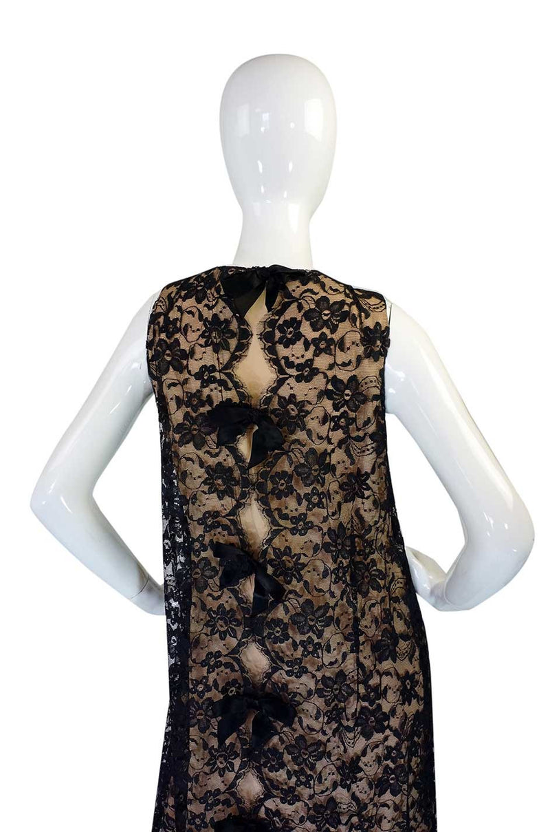 1960s Lanz Lace & Back Bow Maxi Dress