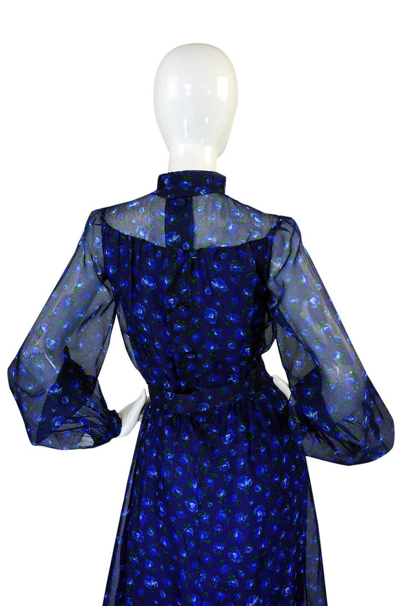 1970s Givenchy Silk Floral Maxi Dress