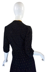 1940s Rare Brass Studded Swing Dress