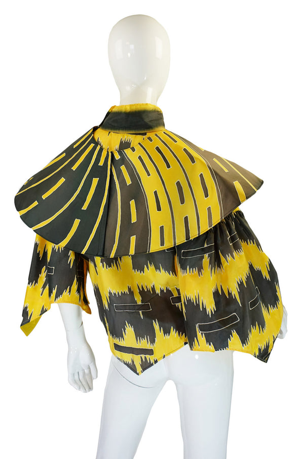 1980s Wild Yellow & Grey Top & Cape