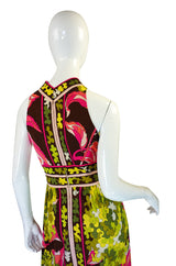 1970s Emilio Pucci Pink Pop Maxi Dress