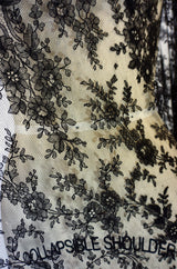 1860s Huge Chantilly Lace Black Shawl