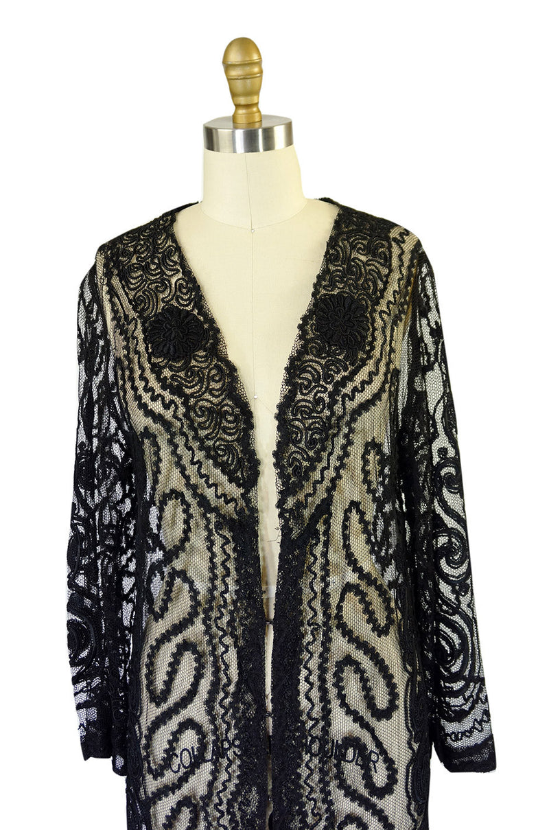 Edwardian Embroidered Black Net Coat