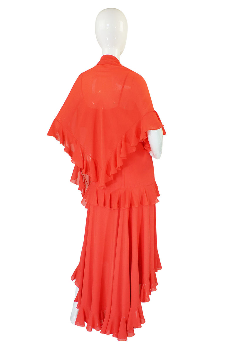 1970s Adele Simpson Ruffled Dress