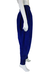 1980s Kenzo Blue Suede Harem Pants