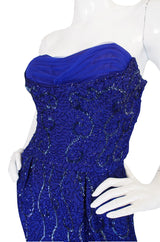 c1954 Ceil Chapman Strapless Bead & Sequin Silk Dress