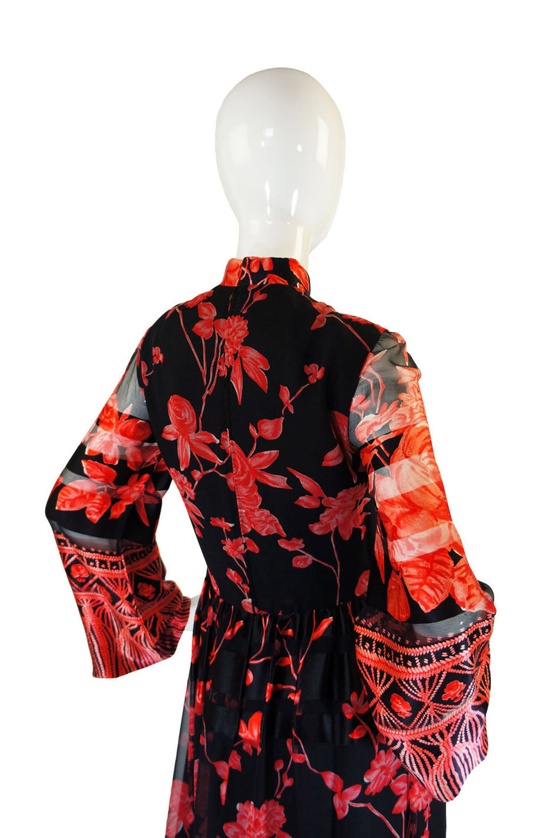 1960s Silk Coral Oscar De La Renta Gown