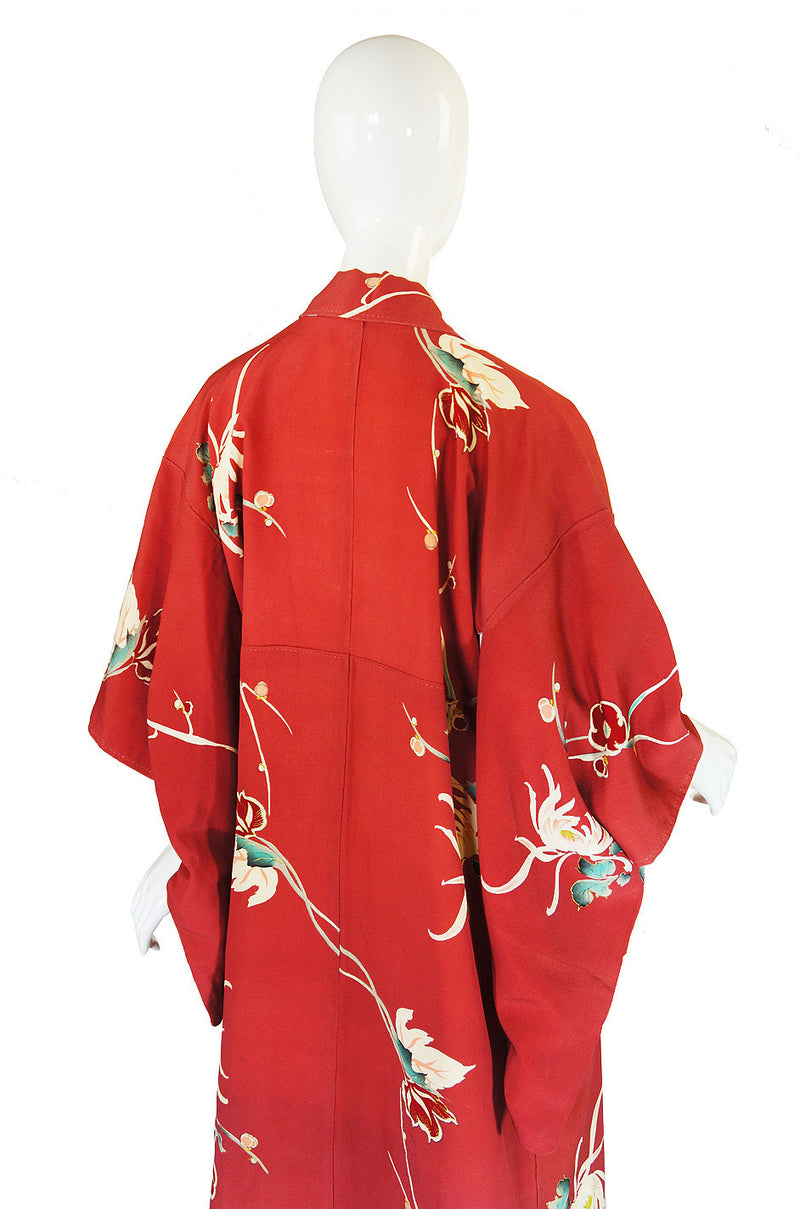 1930s Hand Painted Silk Crepe Kimono