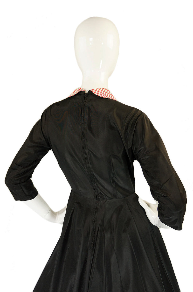 Early 1950s Peppermint Stripe Silk Dress