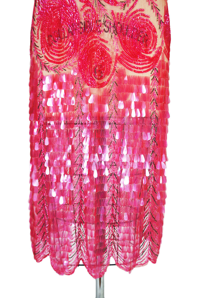1920s Pink Sequin & Paillette Net Flapper