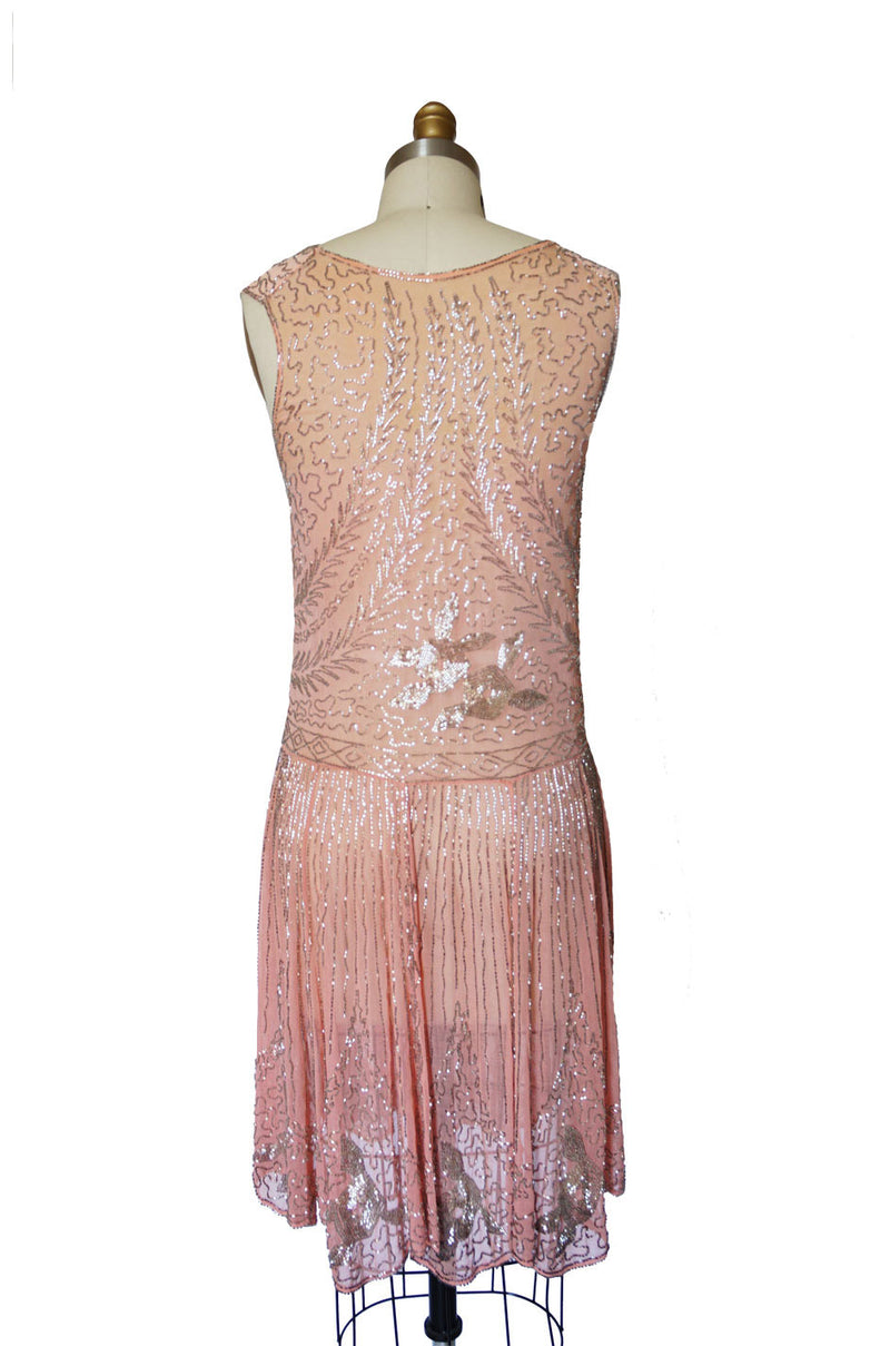 1920s Pale Pink & Silver Beaded Flapper