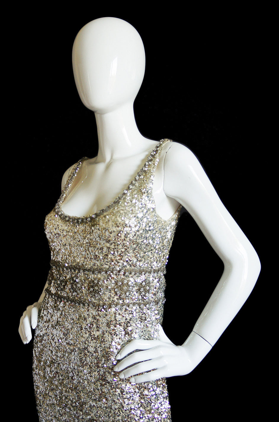 1950s Heavily Beaded Silk Coral Gown