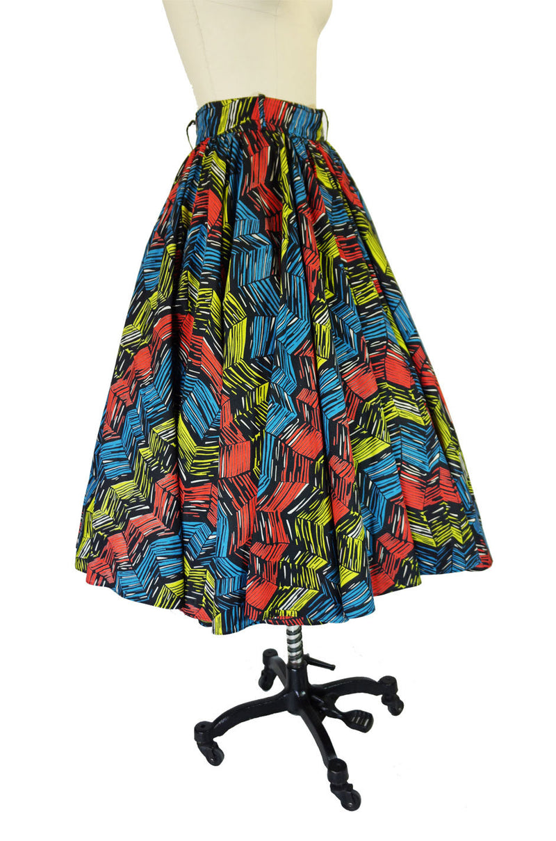1950s Multi Colour Cotton Circle Skirt