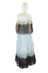1960s Bosand Net Blue Gown with Cape