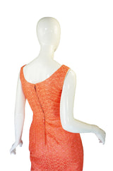 Amazing 1950s Peach Lace Wiggle Dress