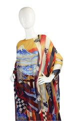 1970s Hanae Mori Silk Chiffon Caftan Set
