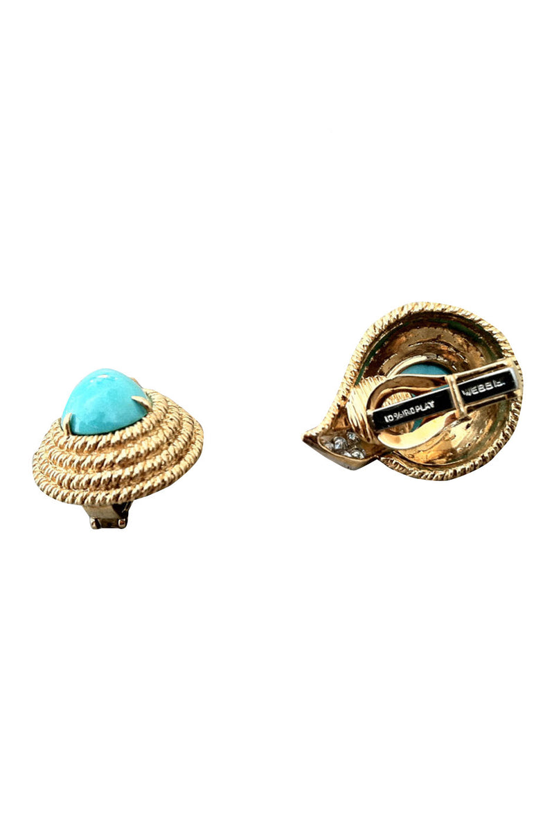 1960s DAVID WEBB Diamond & Turquoise Earrings