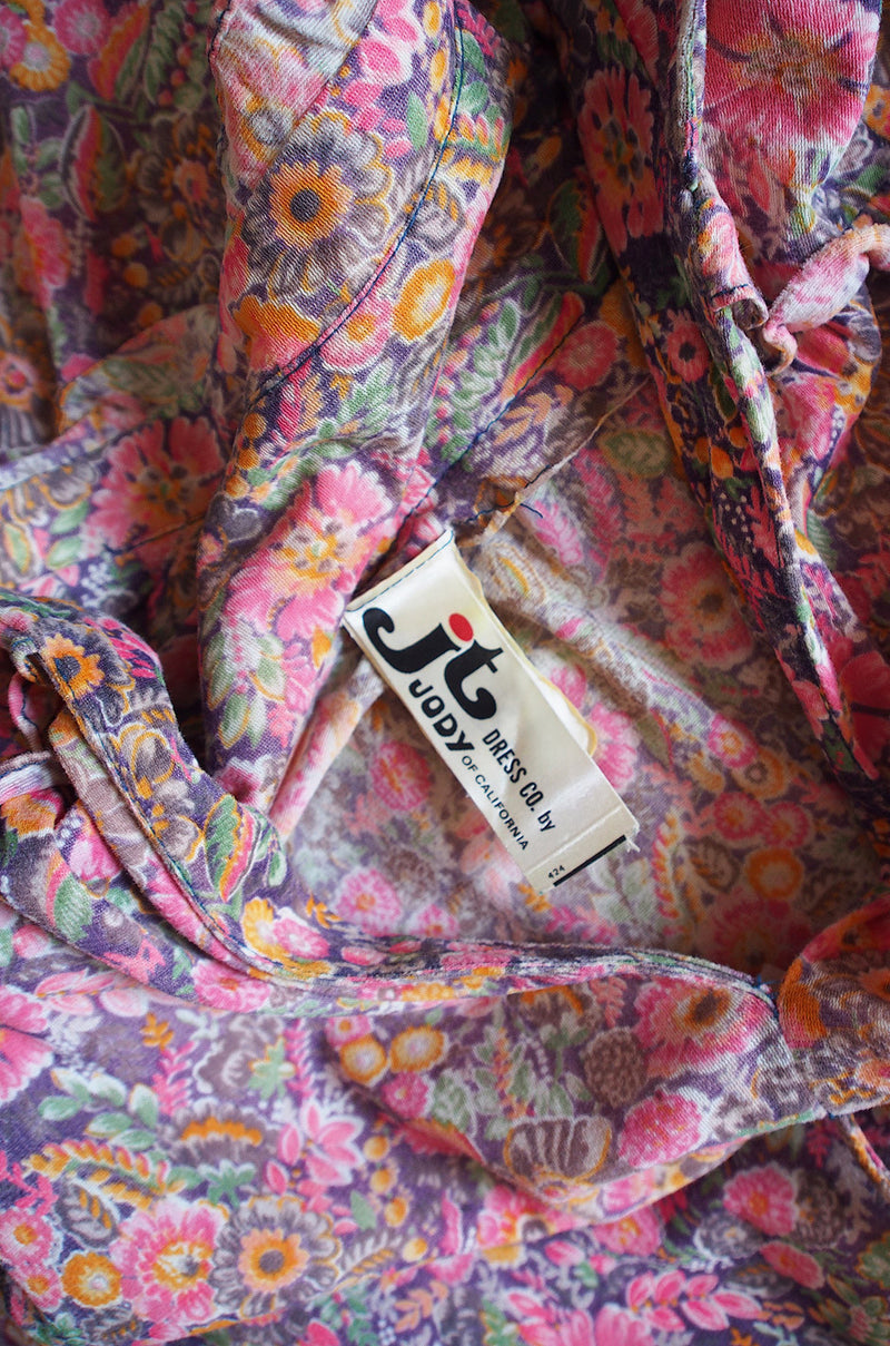 1970s Jody Soft Tee Pink Floral Dress