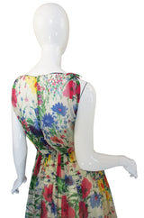1950s Silk Chiffon Beautiful Floral Dress