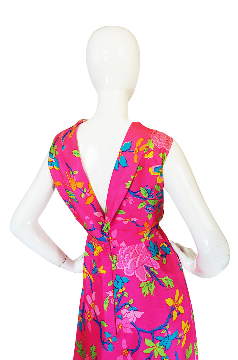 1970s Vibrant Pink Silk Twill Adele Simpson Dress