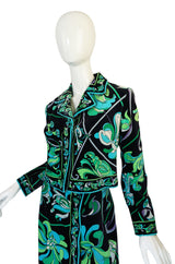 1960s Vivid Emilio Pucci Print Velvet Jacket & Maxi Skirt