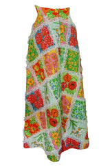 c.1964-69 Arnold Scaasi Couture Floral Patchwork & Lace Corset Skirt