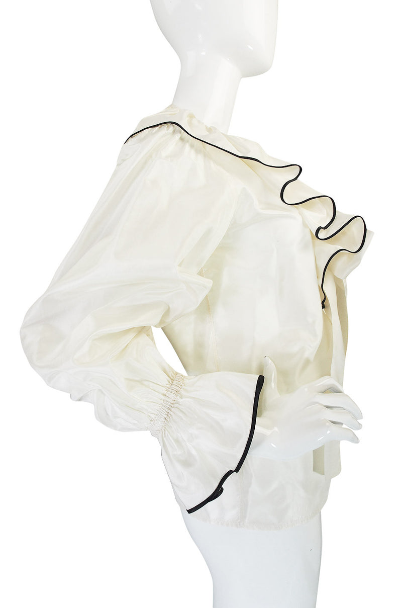 Iconic 1970s Yves Saint Laurent Silk Russian Top