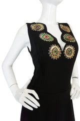 1960s Striking Medallion Embellished Black Dress