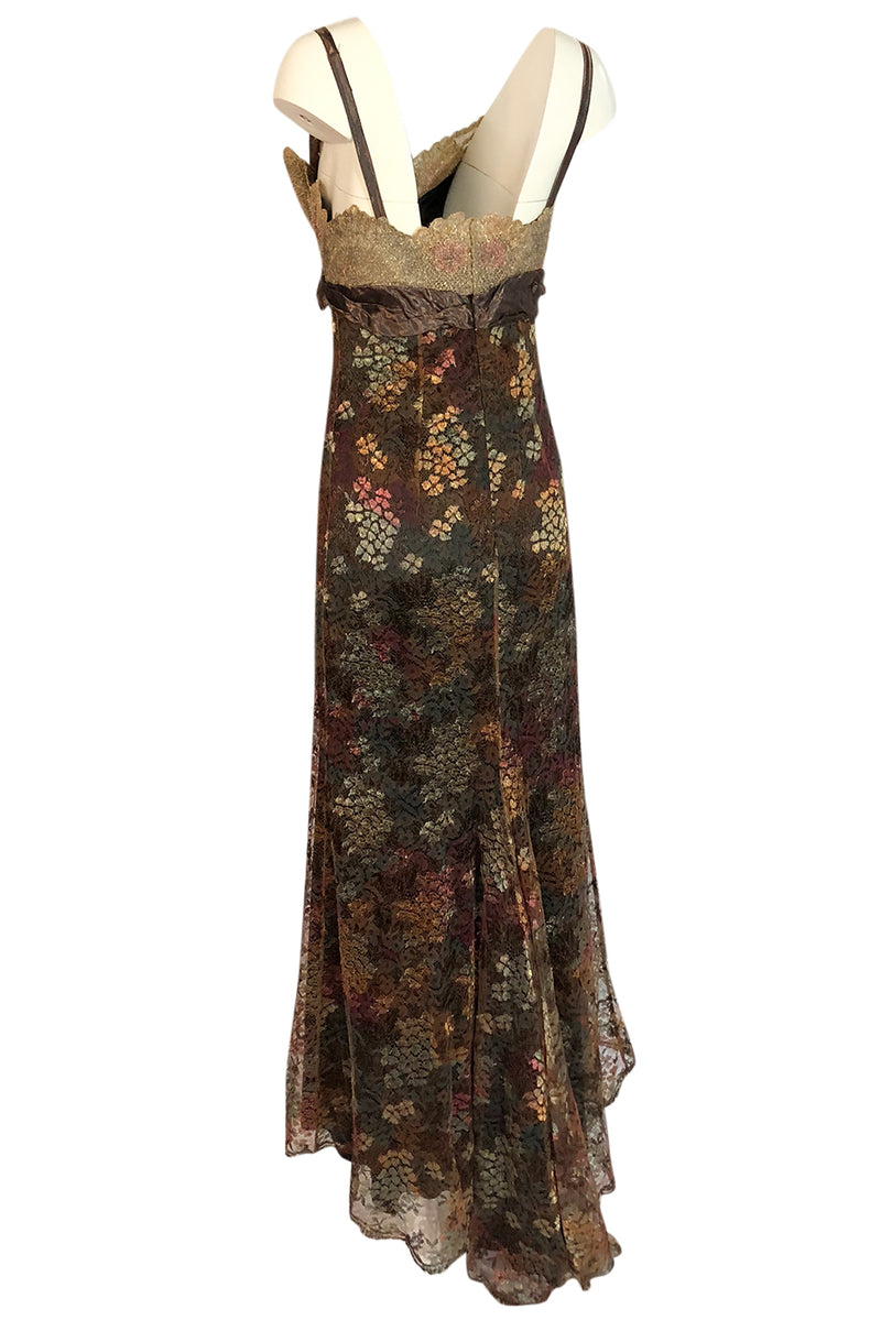 F/W 1995 Christian Lacroix Stunning Metallic Gold & Copper Lace Dress ...