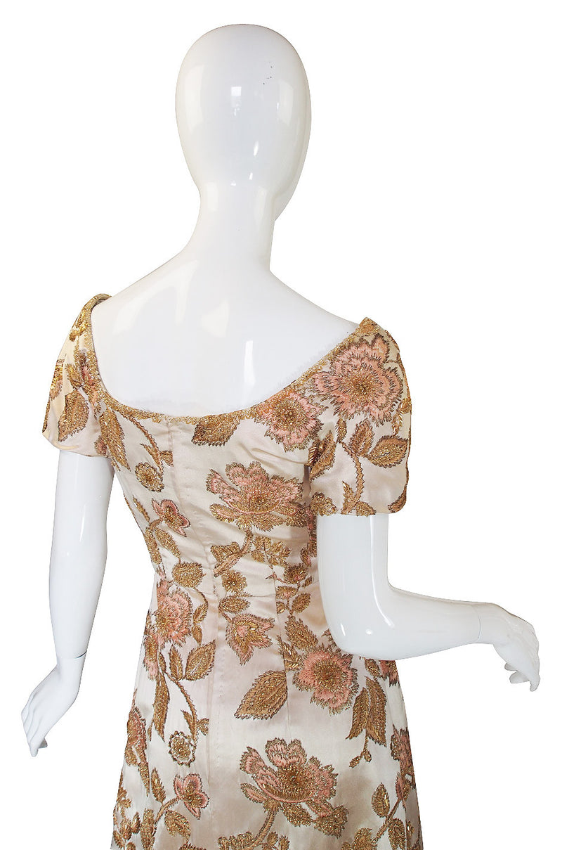 1960s Jean Louis Bead & Embroidery Silk Gown