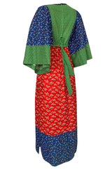 1960s Young Innocents by Arpeja Cotton Floral Batik Print Caftan Dress