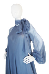 Documented Fall 1973 Haute Couture Yves Saint Laurent Silk Gown