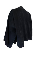 1970s Jean Muir Deep Navy Full Cut Suede Caped Jacket