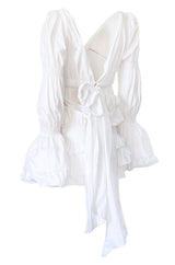 Spring 2006 Roberto Cavalli White Cotton Plunging Mini Dress