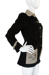 1970s Gucci Suede Jacket With Embroidered Pheasants