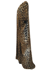 Spring 2002 Tom Ford For Yves Saint Laurent Leopard Bias Cut Silk Caftan Dress