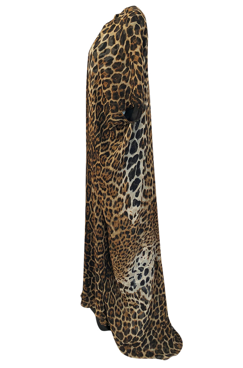 Spring 2002 Tom Ford For Yves Saint Laurent Leopard Bias Cut Silk Caftan Dress