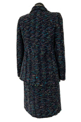 Gorgeous Fall 2000 Chanel by Karl Lagerfeld Haute Couture Ruffled Three Piece Boucle Runway Suit