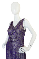 Rare & Extraordinary 1920s Purple & Gold Metallic Lame Gown