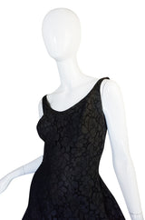 1950s Black Lace Suzy Perette Flared Back Skirt Dress