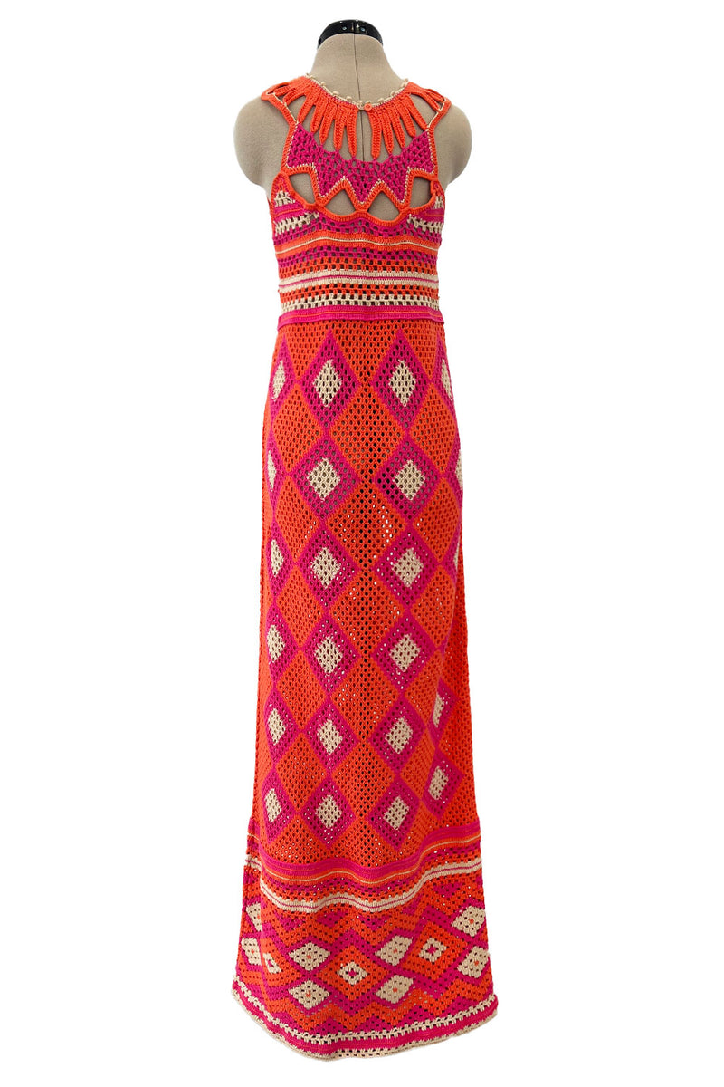 dior crochet dress Christian Dior Red Crochet Knit Silk Lined Scalloped Midi Dress M Dior
