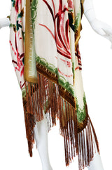 1970s Fused Velvet Chiffon Fringe Shawl Poncho
